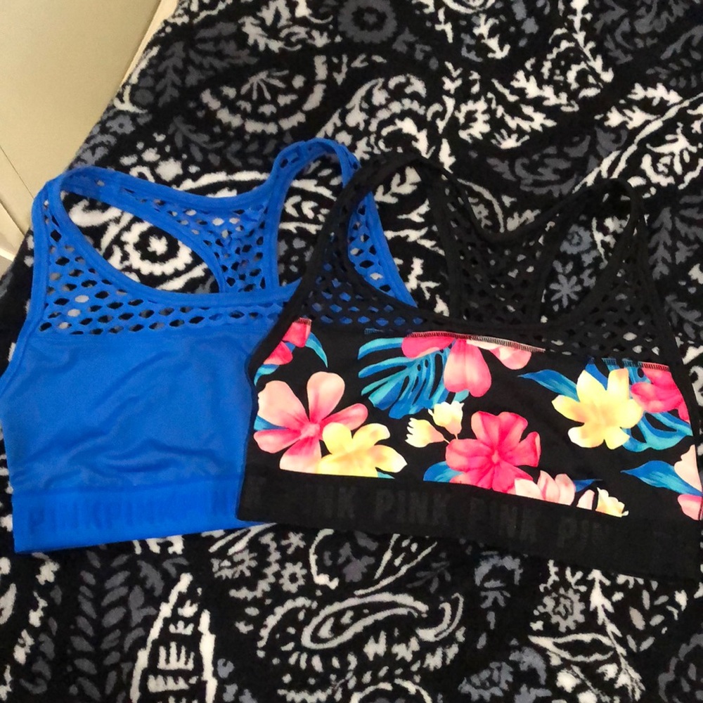 Two pink padless sport bras
